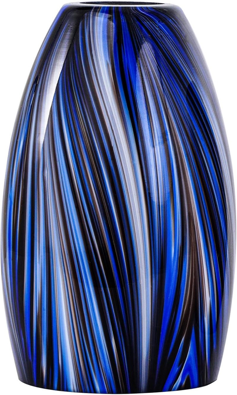 karyfine Oval Glass Lamp Shade Only Art Glass Lamp Covers Light Fixture Replacement for Kitchen Island Mini pendant Ceiling Lights Chandelier Hand Blown Glass Shade Replacement (Brown and Blue） - Image 1